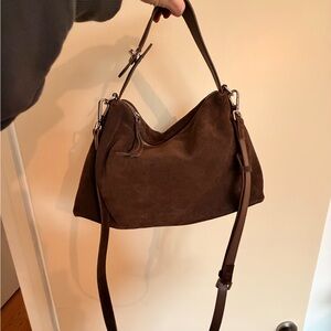 Elegant Brown Suede Shoulder Bag